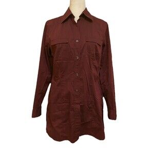 New York & Co. City Stretch Women’s Small Maroon Button Front Solid Shirt